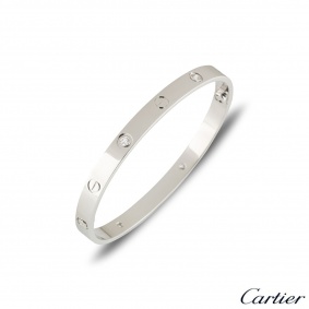Cartier White Gold Half Diamond Love Bracelet?Size 17?B6035817 Cartier White Gold Half Diamond Love Bracelet?Size 17?B6035817